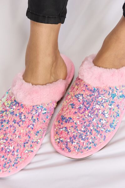 Forever Link Sequin Plush Round Toe Slippers - Deda's Closet & Things