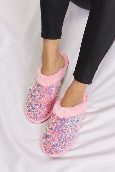 Forever Link Sequin Plush Round Toe Slippers - Deda's Closet & Things